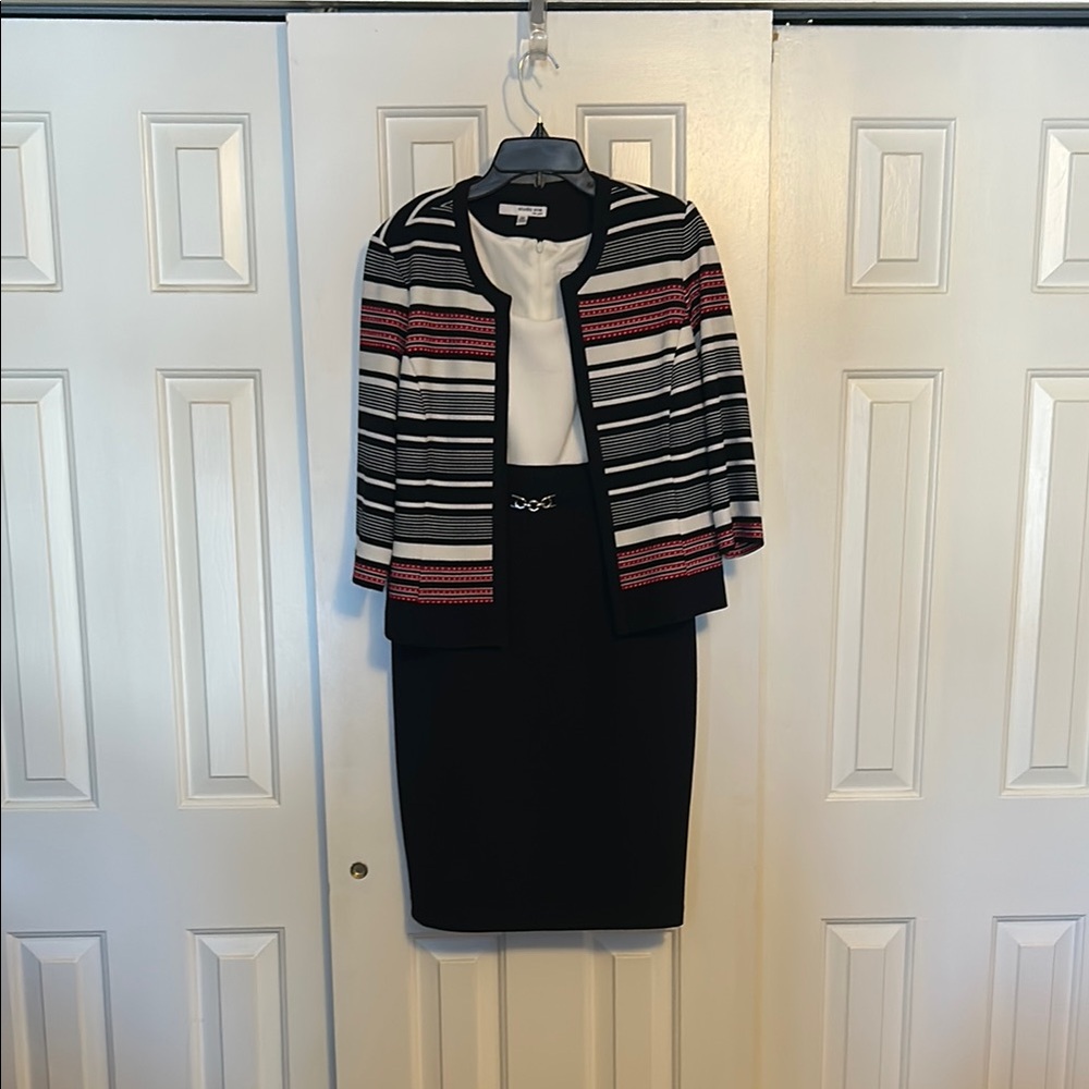 Chic Striped Blazer and Dress Set